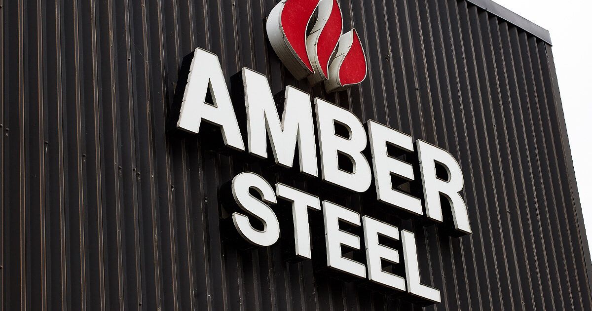 Amber Steel logo on building exterior.